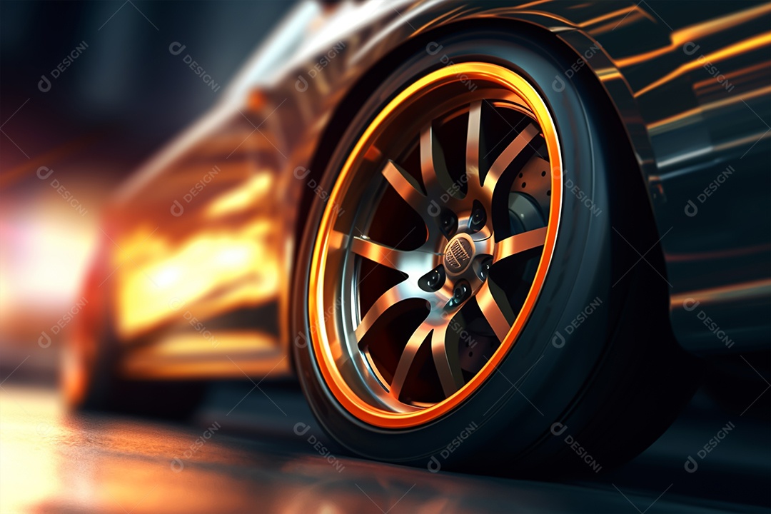 Imagem realista de carro sobre uma rua