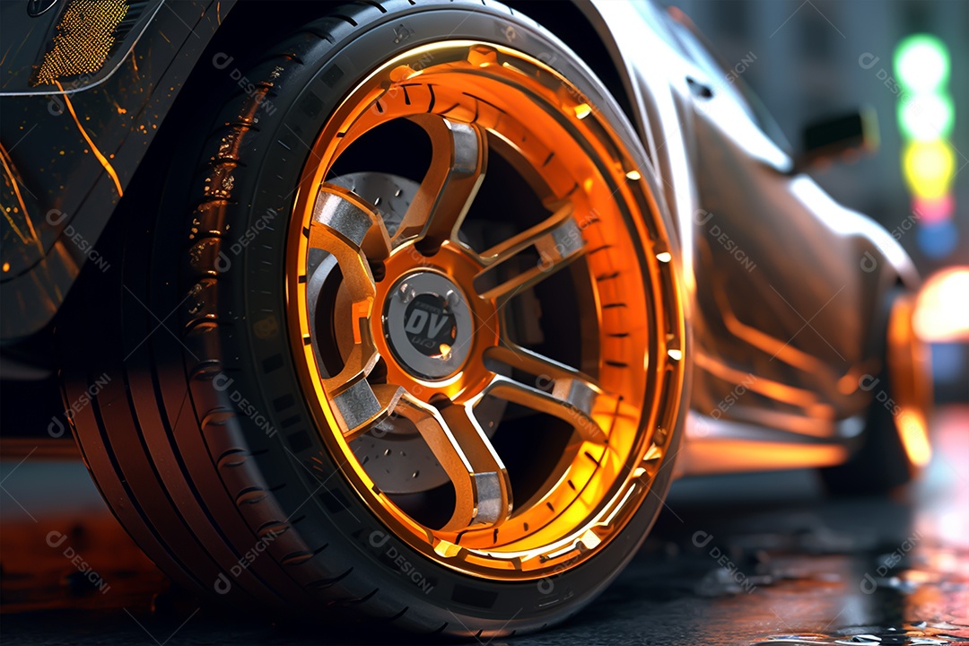 Imagem realista de carro sobre uma rua