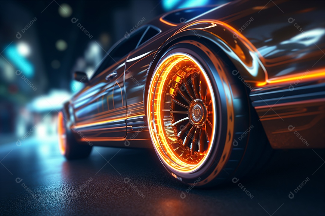 Imagem realista de carro sobre uma rua