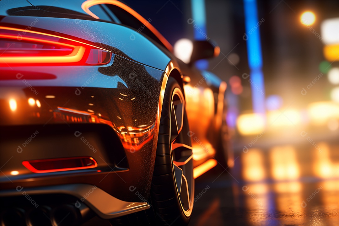 Imagem realista de carro sobre uma rua