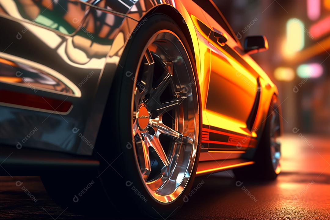 Imagem realista de carro sobre uma rua