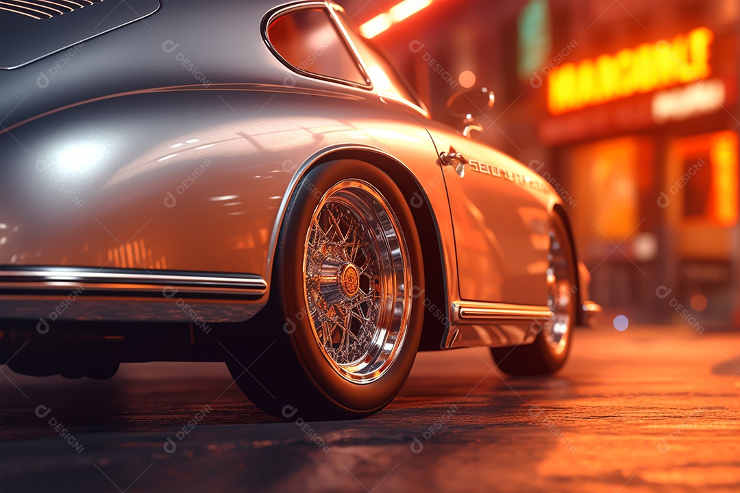 Imagem realista de carro sobre uma rua