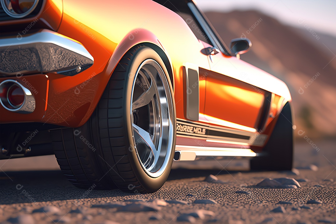 Imagem realista de carro sobre uma rua