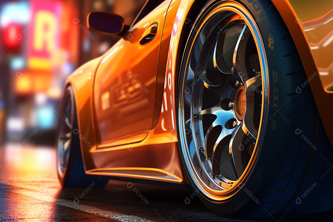 Imagem realista de carro sobre uma rua