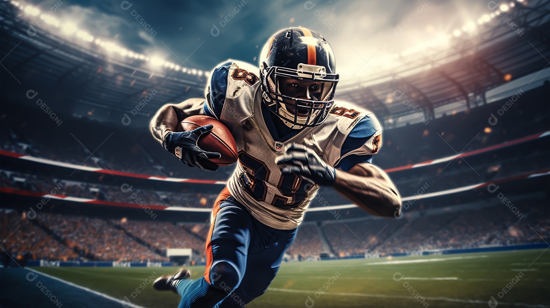 Imagem realista de pessoa jogando futebol americano