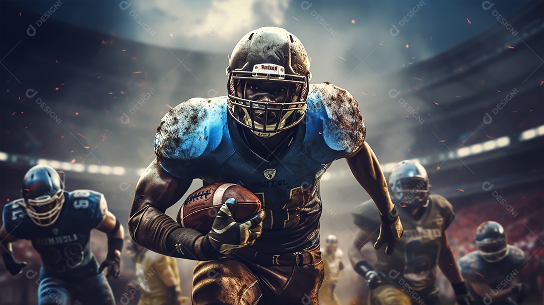 Imagem realista de pessoa jogando futebol americano