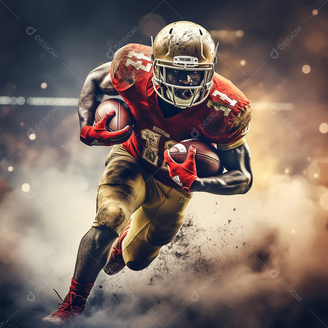 Imagem realista de pessoa jogando futebol americano