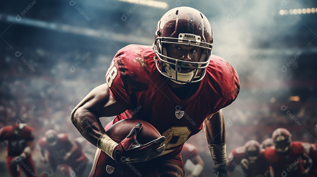 Imagem realista de pessoa jogando futebol americano