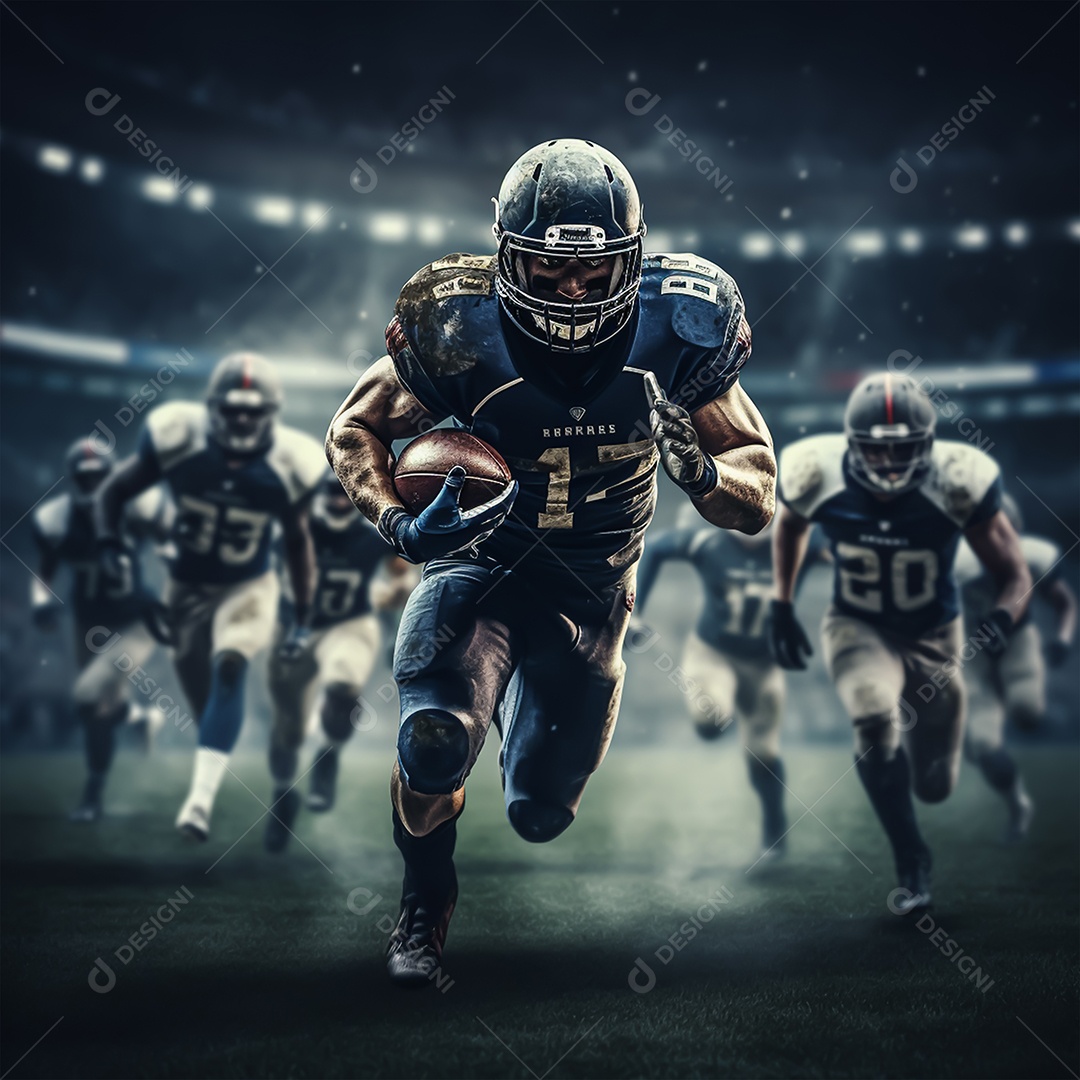 Imagem realista de pessoa jogando futebol americano