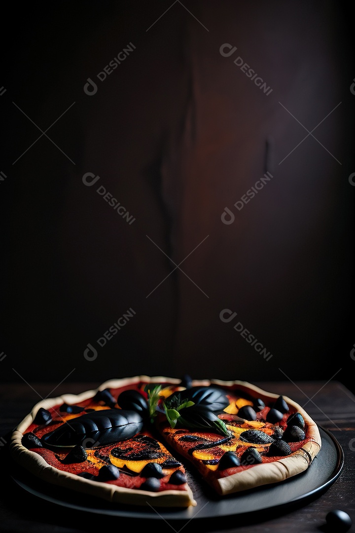 Imagem realista de pizza deliciosa sobre uma mesa de madeira