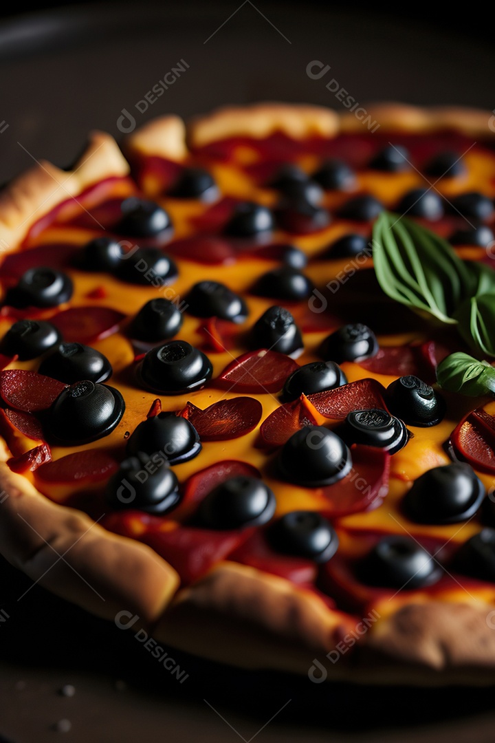 Imagem realista de pizza deliciosa sobre uma mesa de madeira