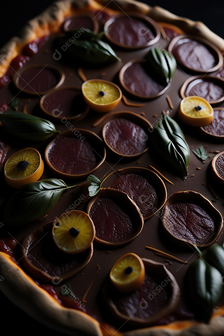 Imagem realista de pizza deliciosa sobre uma mesa de madeira