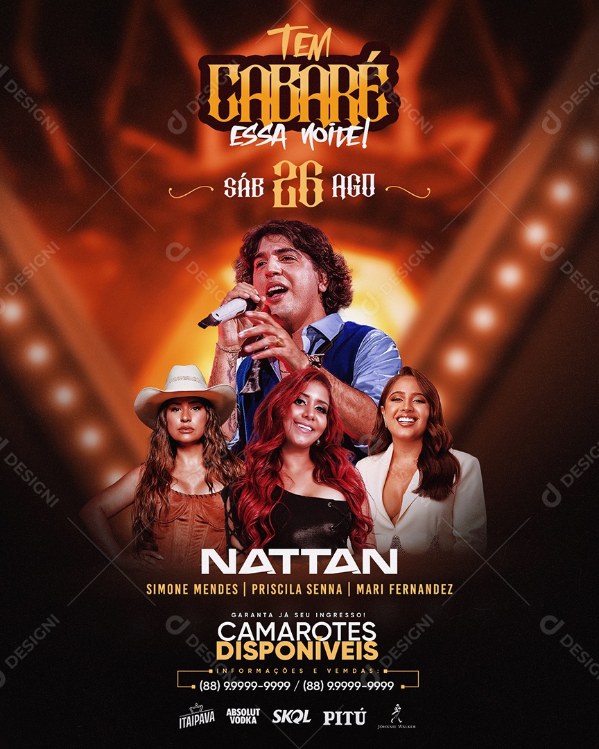 Flyer Tem Cabaré Essa Noite Social Media PSD Editável
