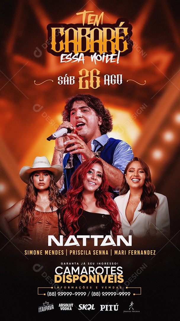 Story Tem Cabaré Essa Noite Flyer Social Media PSD Editável