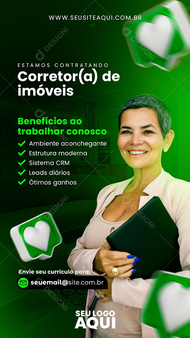 Social Media Story Estamos Contratando Corretor De Imóveis PSD Editável