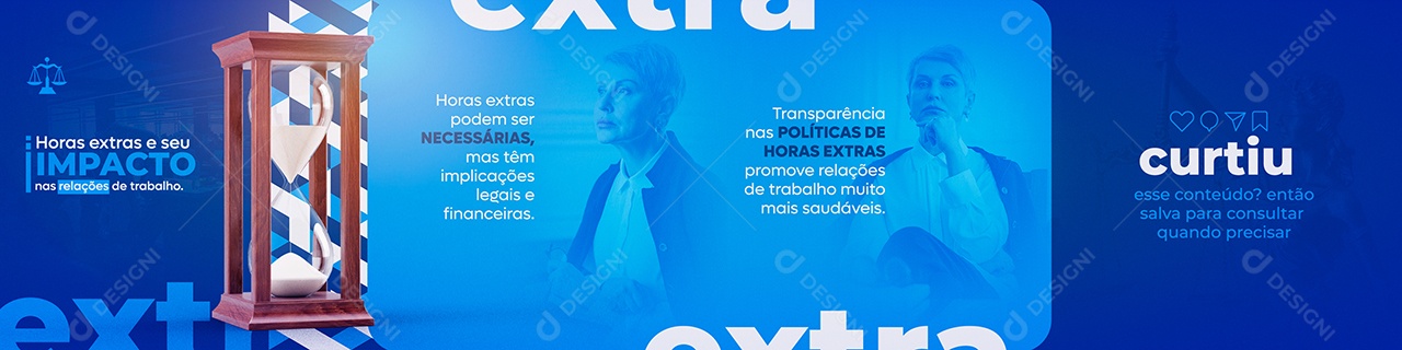Horas extras e seu Impacto Advocacia Social Media PSD Editável