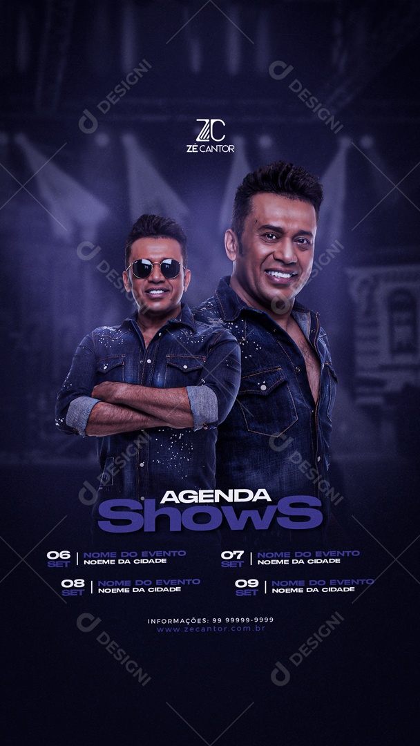 Flyer Story Agenda Shows Zé Cantor Social Media PSD Editável