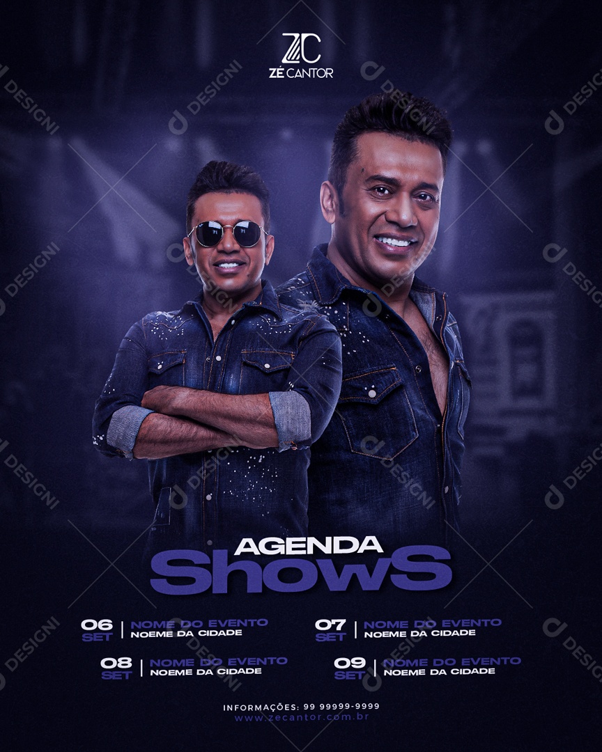 Flyer Feed Agenda Shows Zé Cantor Social Media PSD Editável
