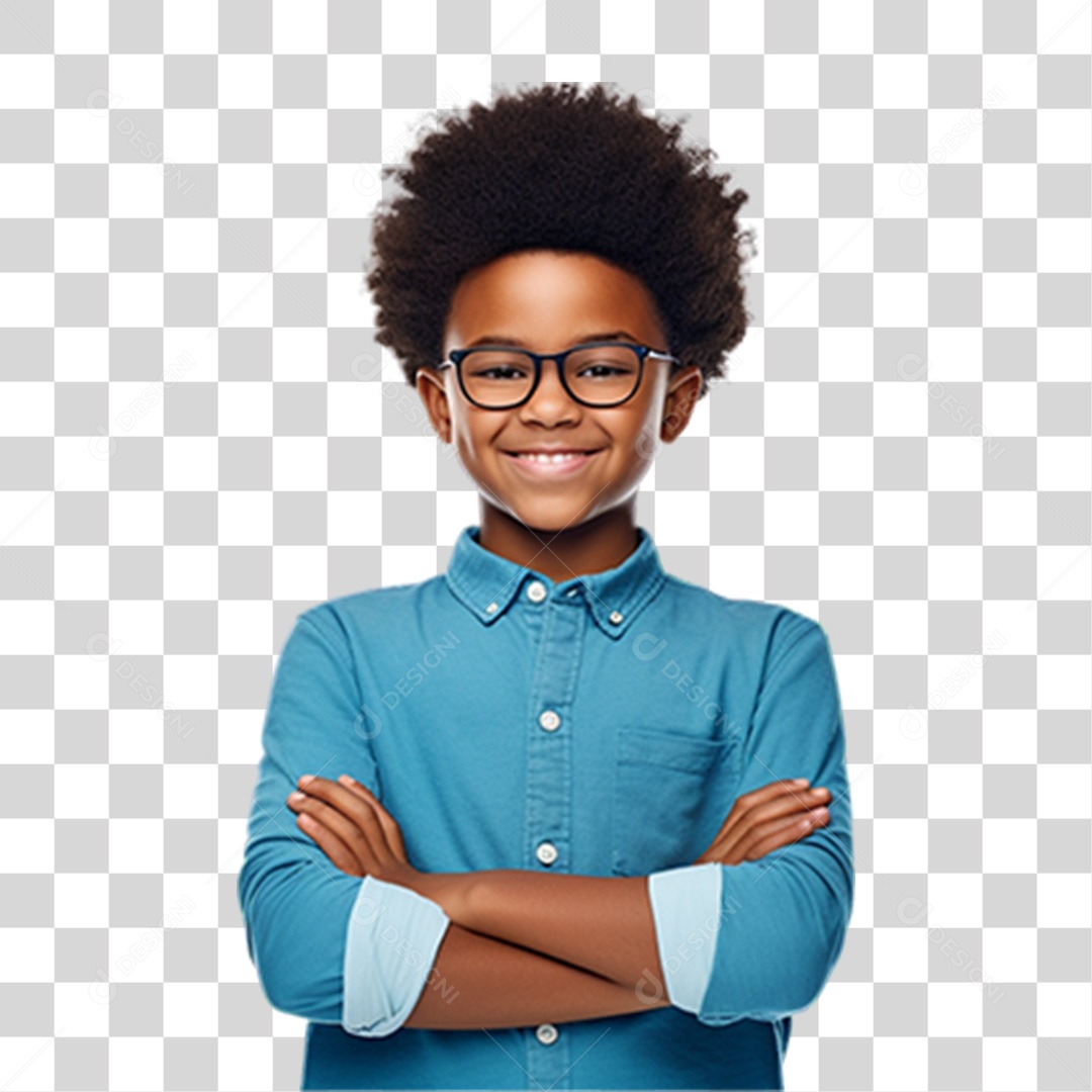 Criança com os Braços Cruzados Sorrindo PNG Transparente