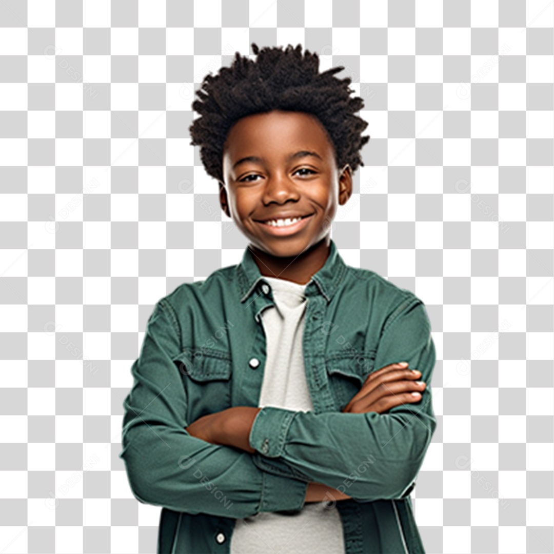Criança com os Braços Cruzados Sorrindo PNG Transparente