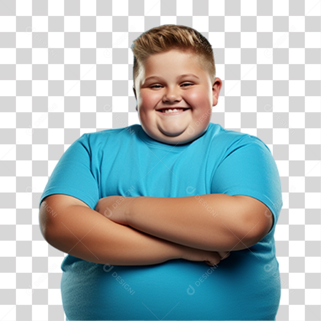 Criança com os Braços Cruzados Sorrindo PNG Transparente