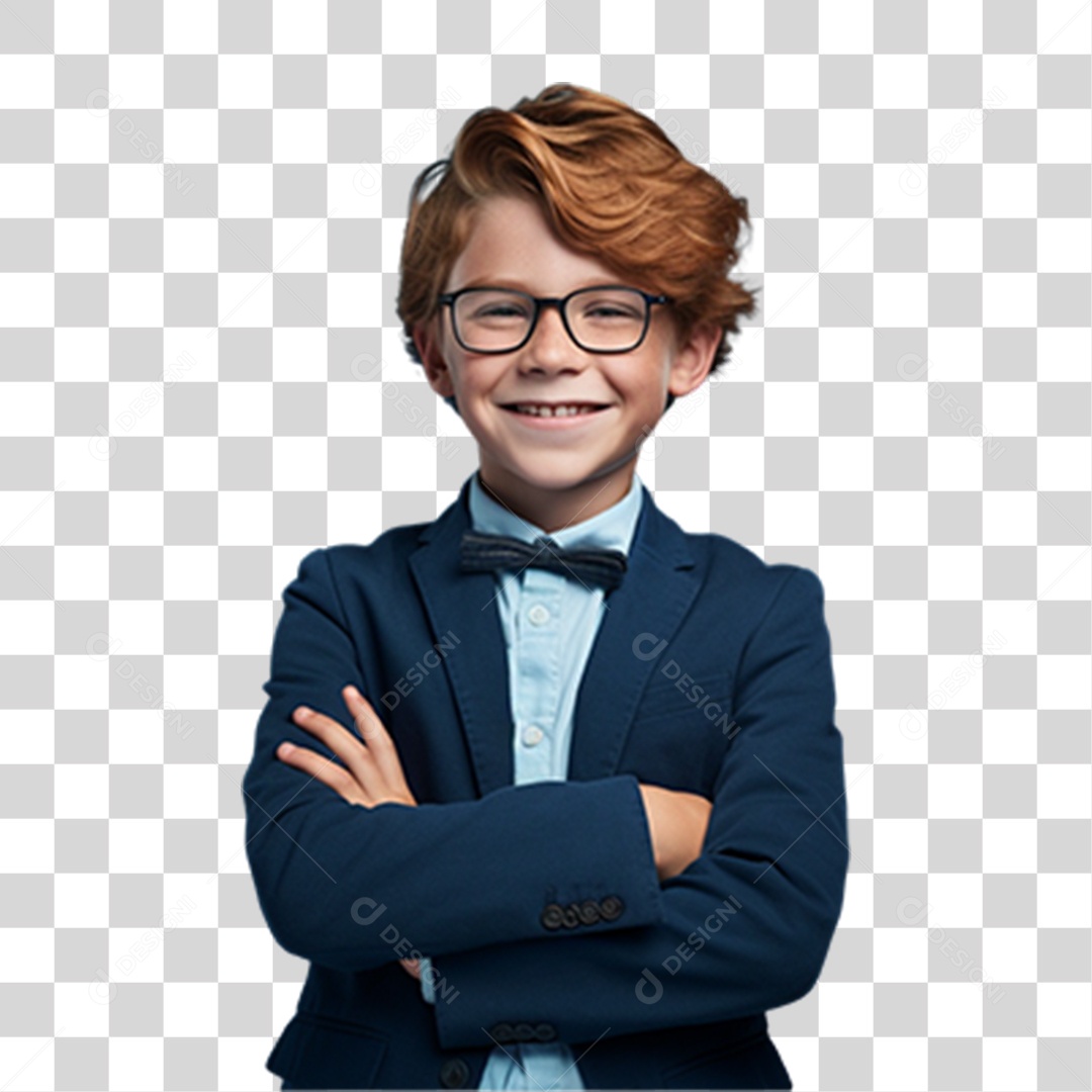 Criança com os Braços Cruzados Sorrindo PNG Transparente