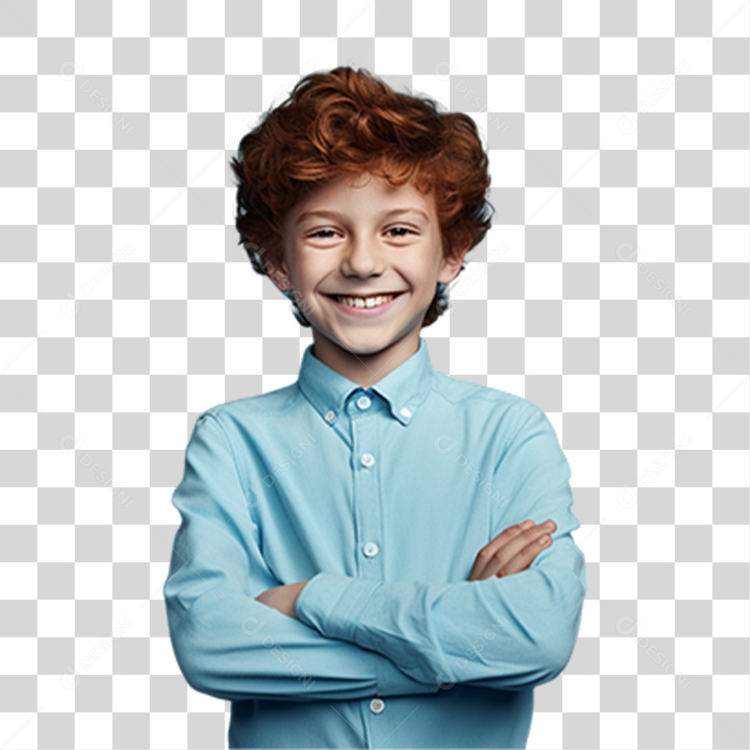 Criança com os Braços Cruzados Sorrindo PNG Transparente