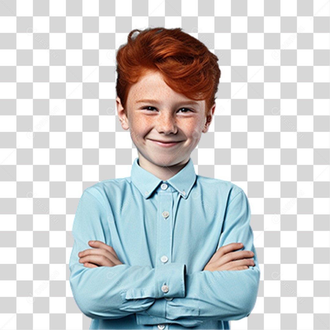 Criança com os Braços Cruzados Sorrindo PNG Transparente