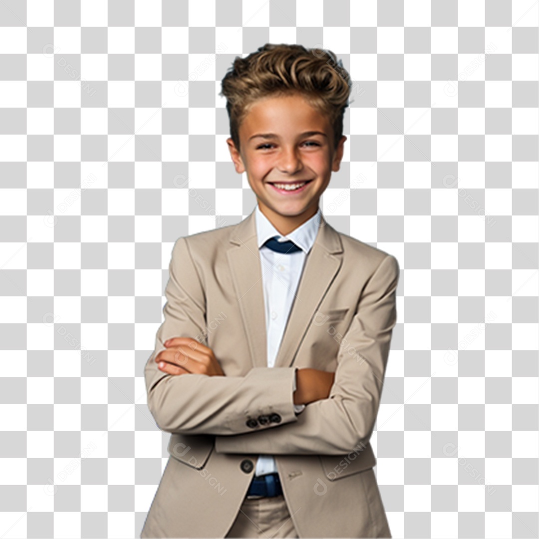 Criança com os Braços Cruzados Sorrindo PNG Transparente