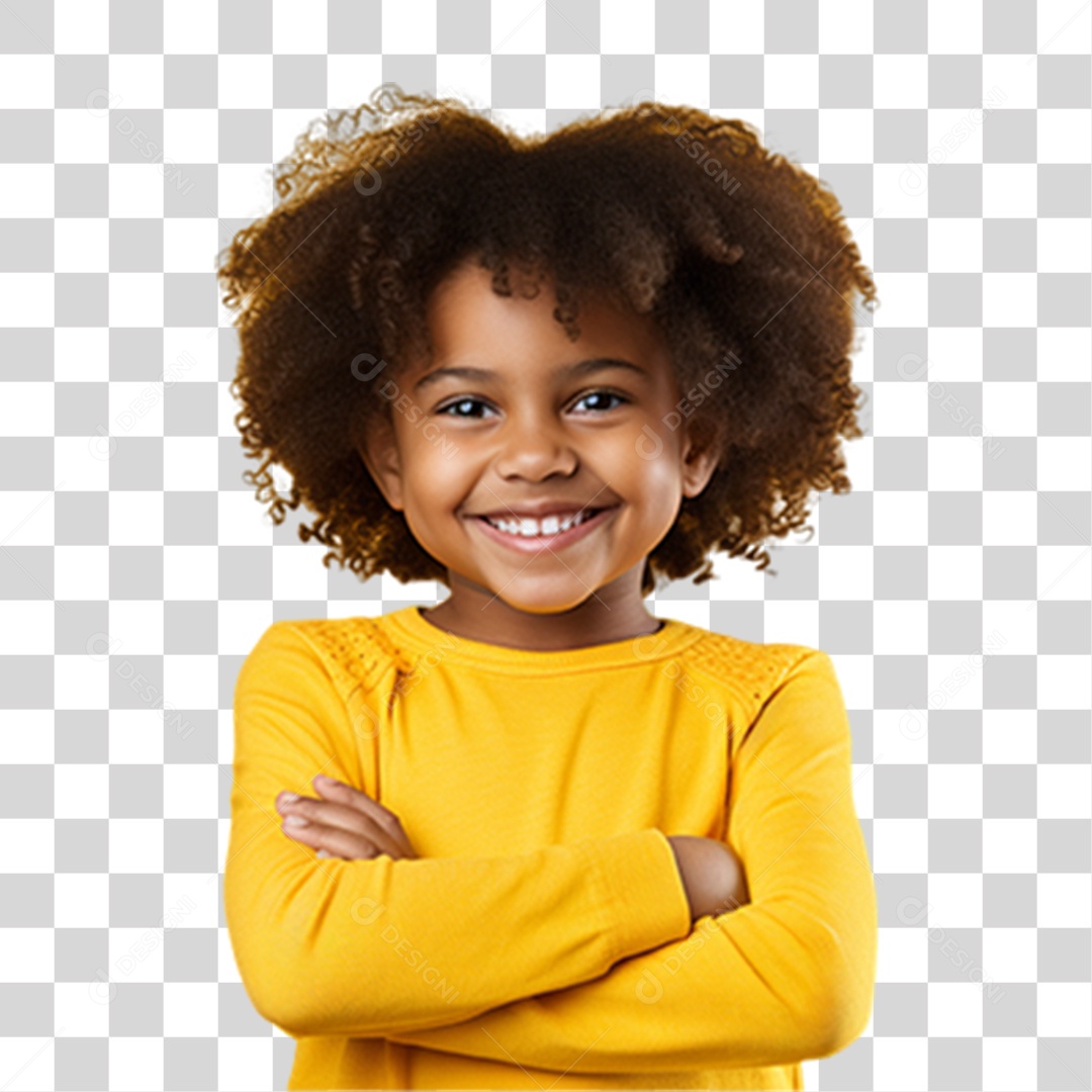 Criança com os Braços Cruzados Sorrindo PNG Transparente