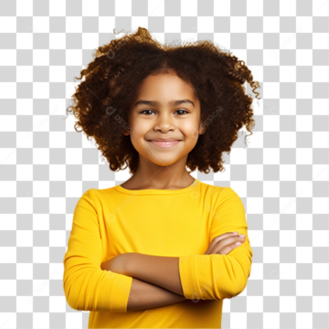 Criança com os Braços Cruzados Sorrindo PNG Transparente
