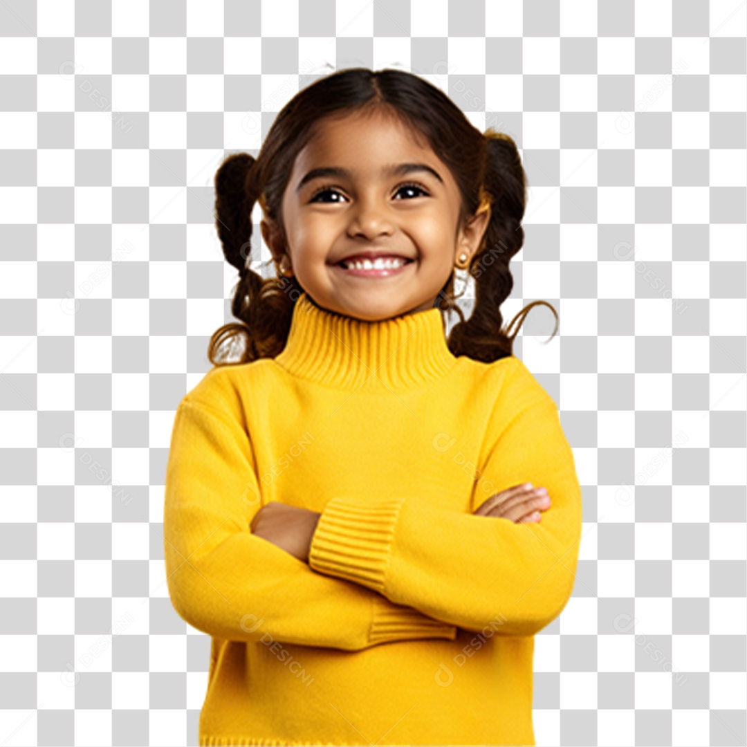Criança com os Braços Cruzados Sorrindo PNG Transparente