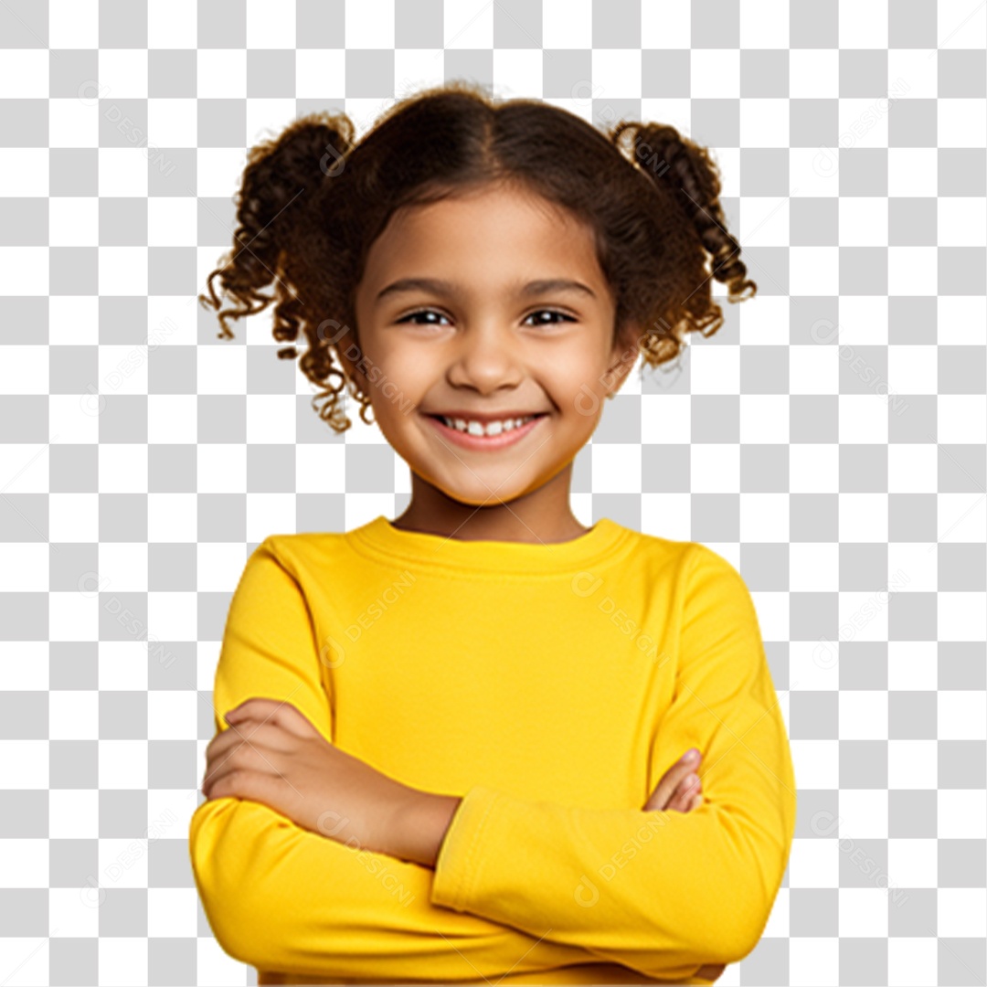 Criança com os Braços Cruzados Sorrindo PNG Transparente