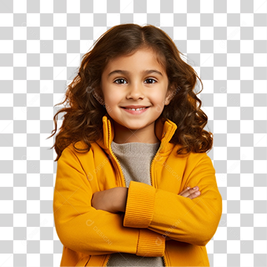 Criança com os Braços Cruzados Sorrindo PNG Transparente