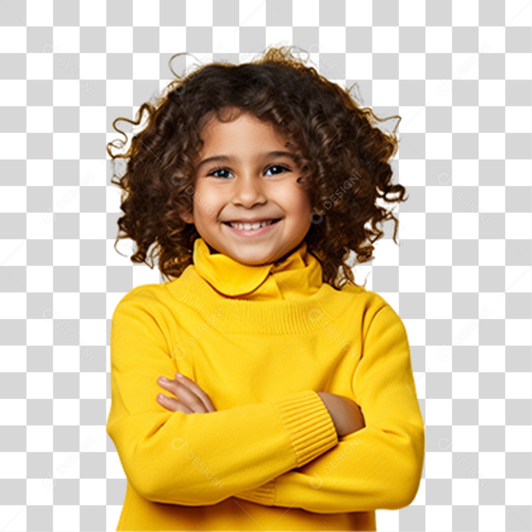 Criança com os Braços Cruzados Sorrindo PNG Transparente