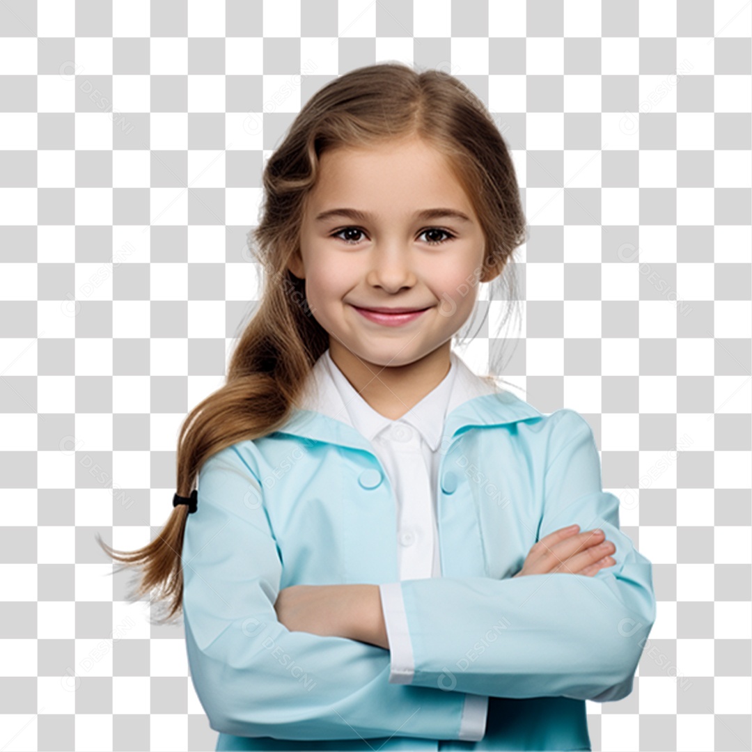 Criança com os Braços Cruzados Sorrindo PNG Transparente