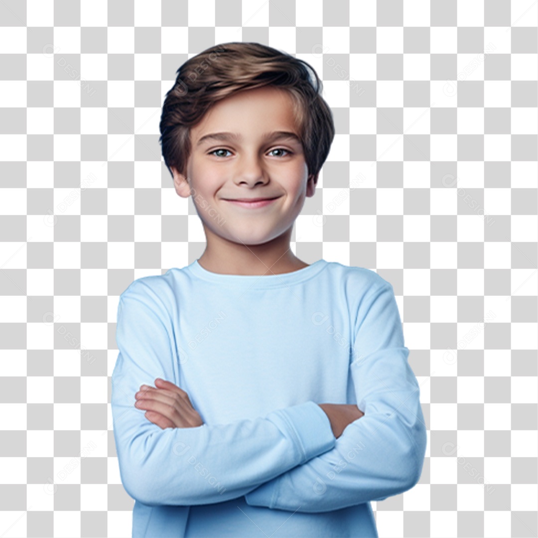 Criança com os Braços Cruzados Sorrindo PNG Transparente