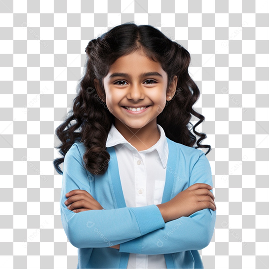 Criança com os Braços Cruzados Sorrindo PNG Transparente