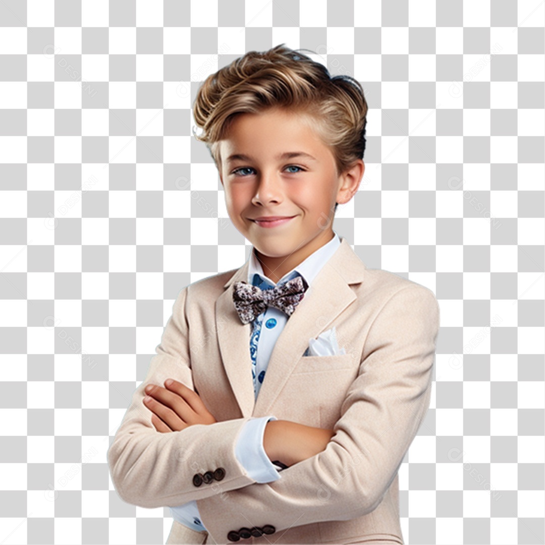 Criança com os Braços Cruzados Sorrindo PNG Transparente