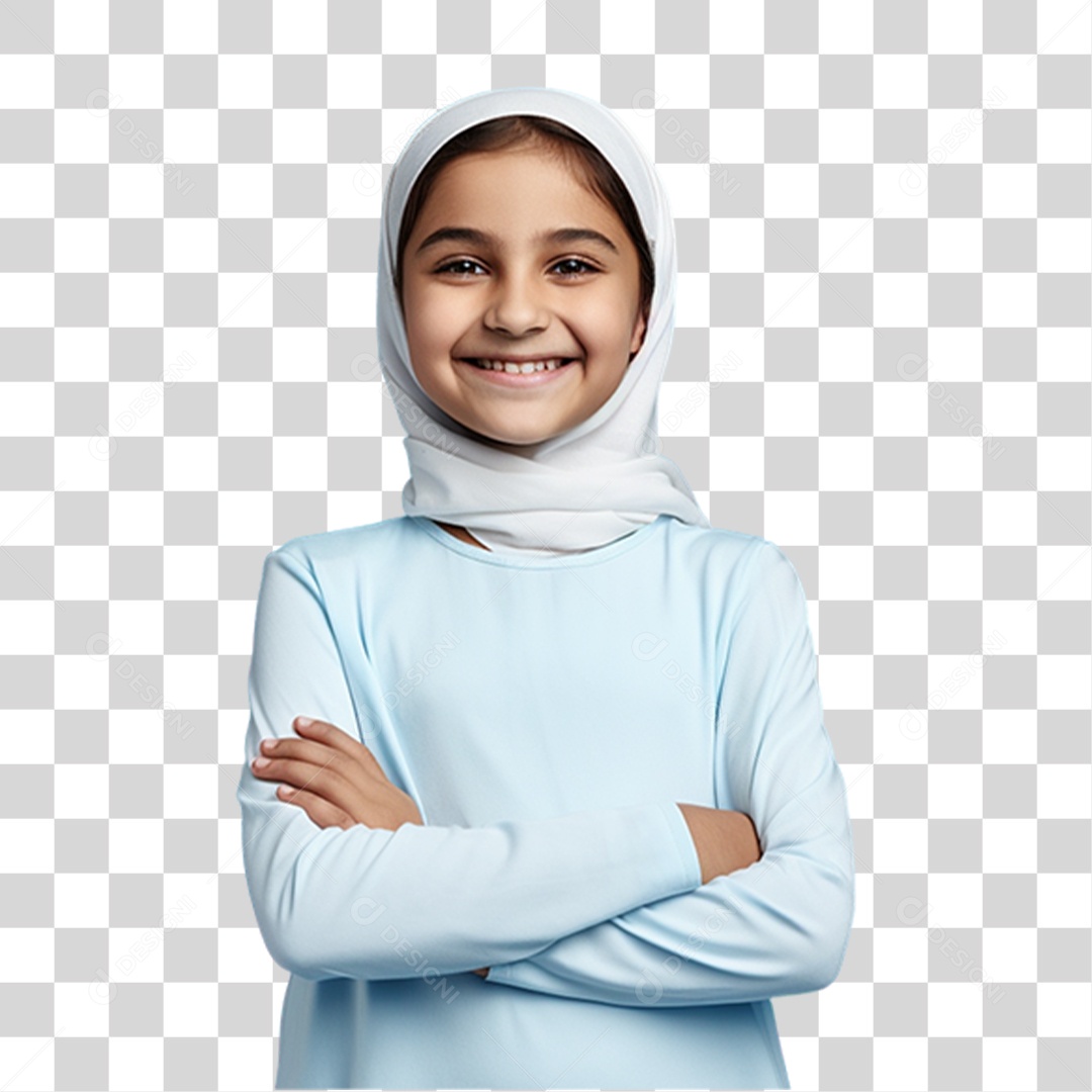 Criança com os Braços Cruzados Sorrindo PNG Transparente