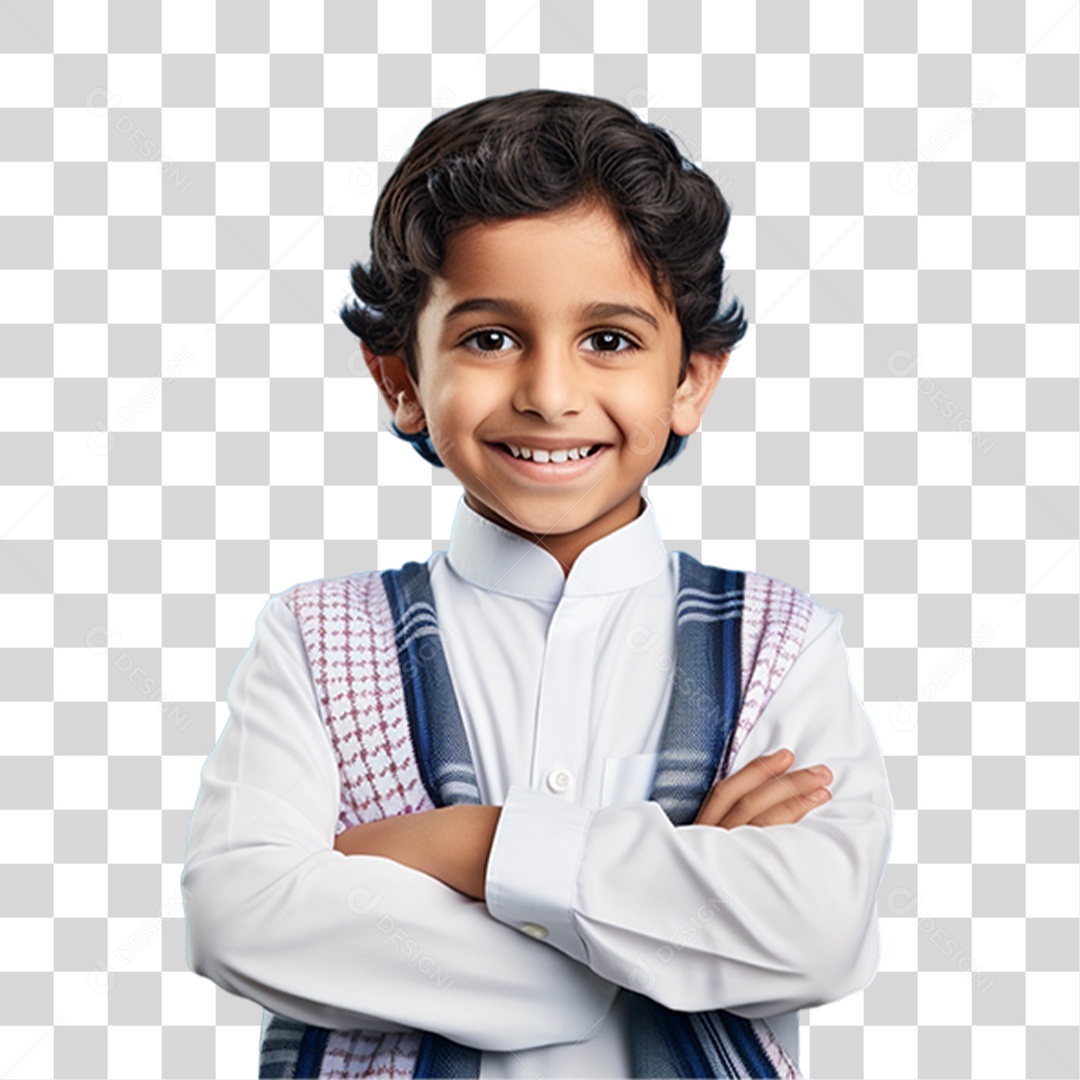 Criança com os Braços Cruzados Sorrindo PNG Transparente