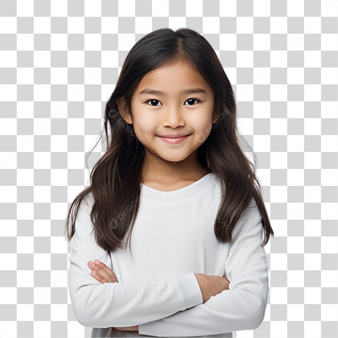 Criança com os Braços Cruzados Sorrindo PNG Transparente