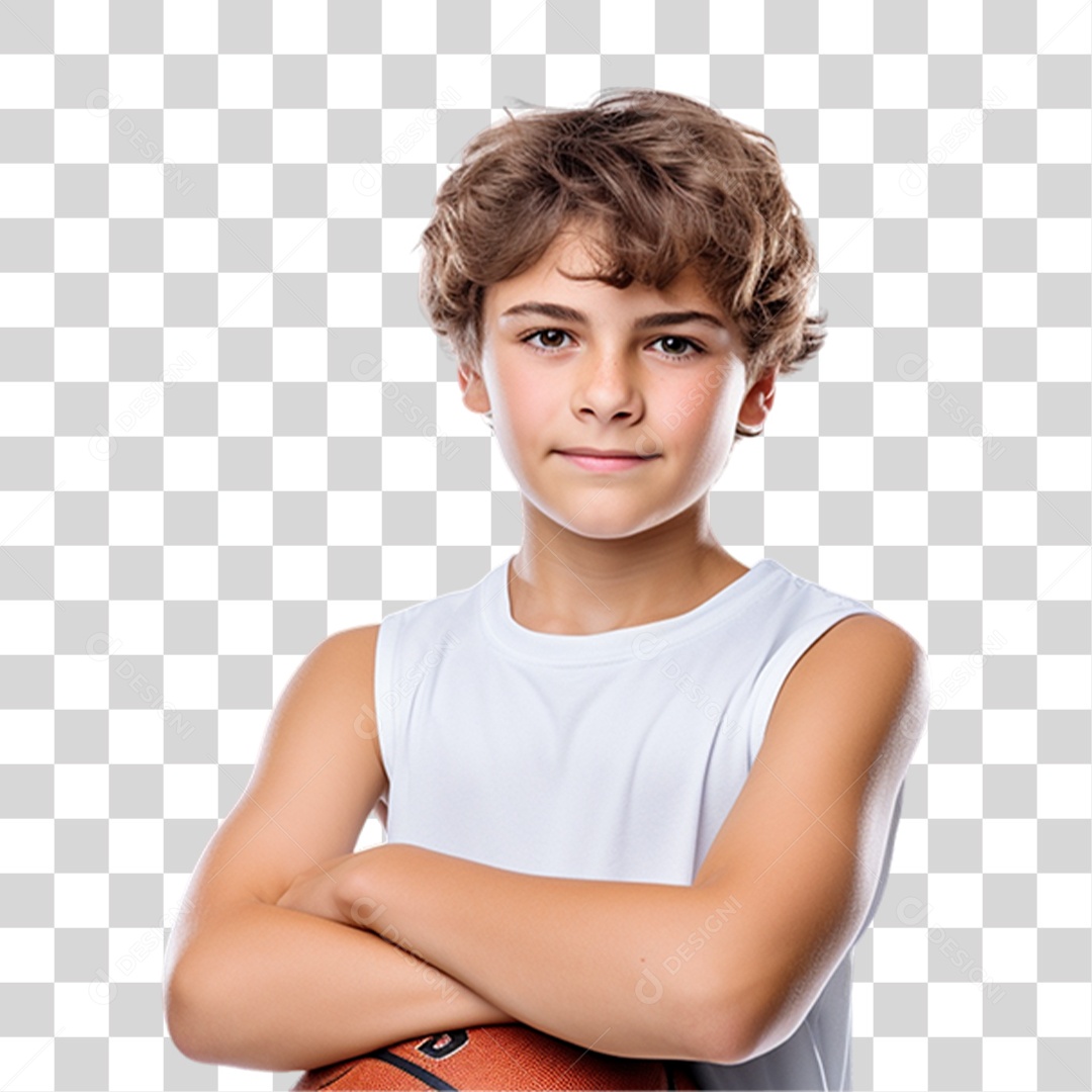 Criança com os Braços Cruzados Sorrindo PNG Transparente