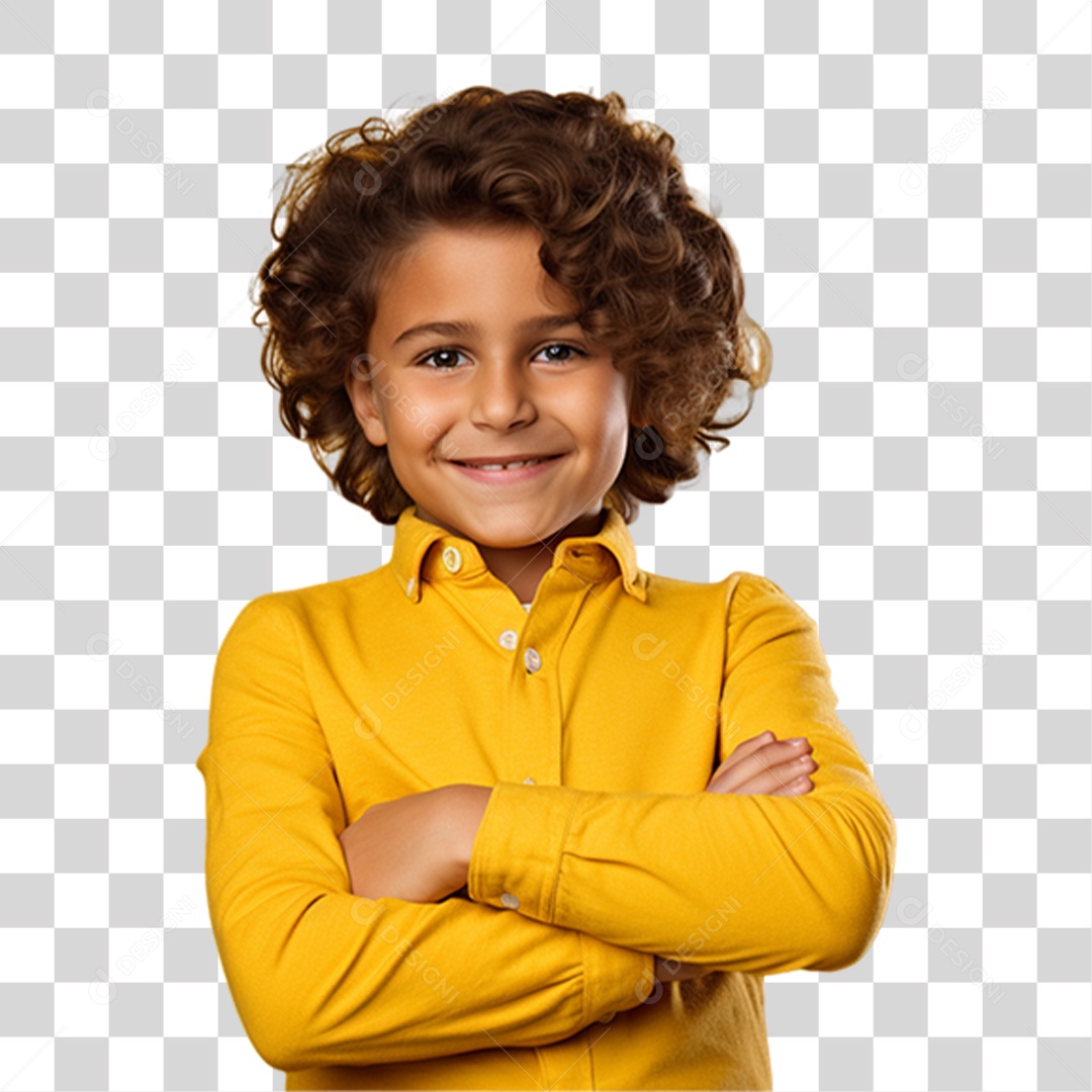 Criança com os Braços Cruzados Sorrindo PNG Transparente