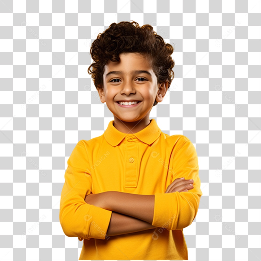 Criança com os Braços Cruzados Sorrindo PNG Transparente