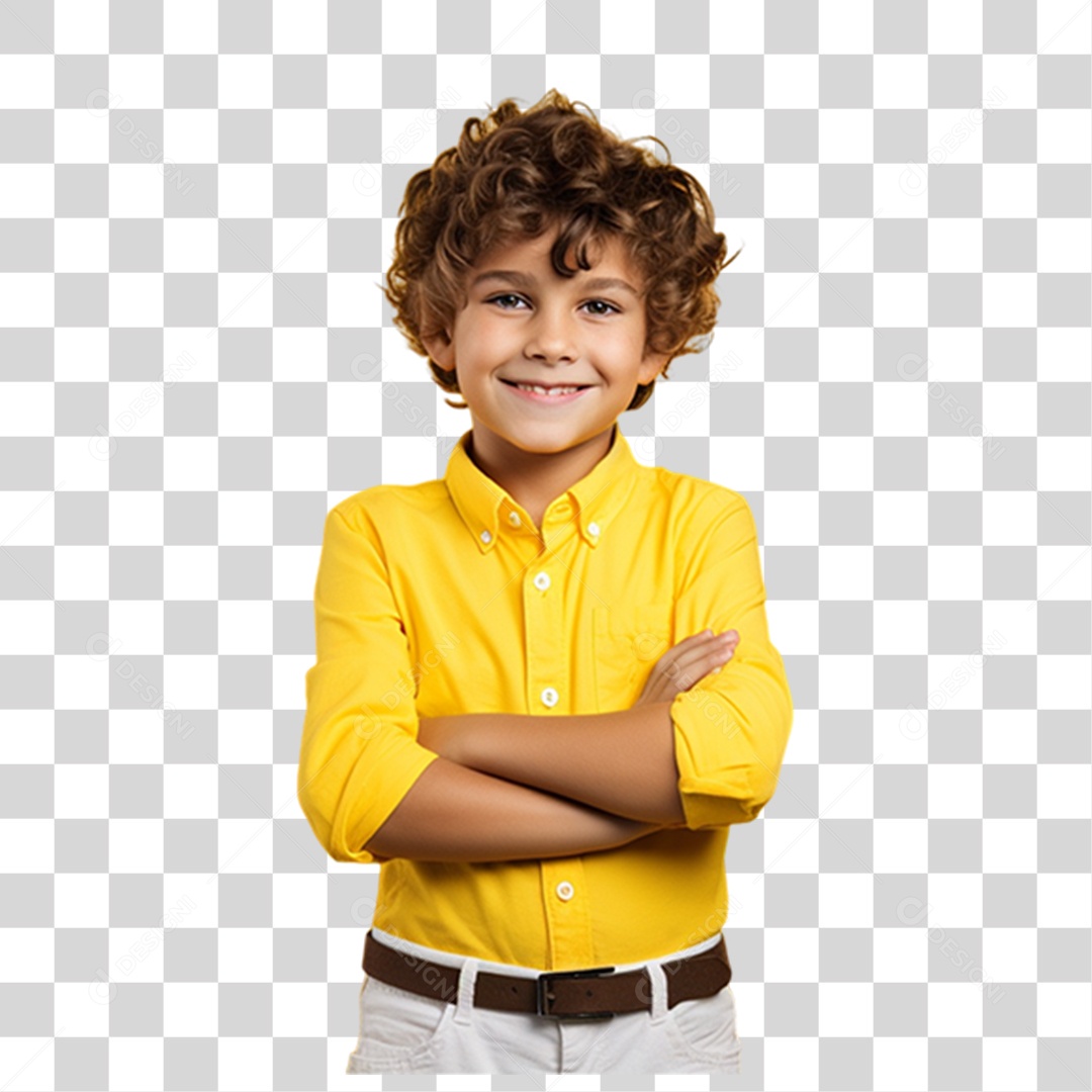 Criança com os Braços Cruzados Sorrindo PNG Transparente