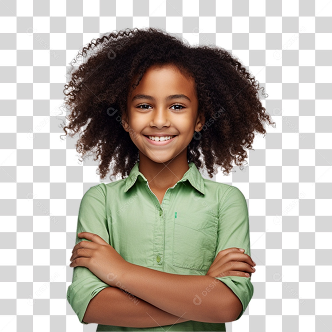 Criança com os Braços Cruzados Sorrindo PNG Transparente
