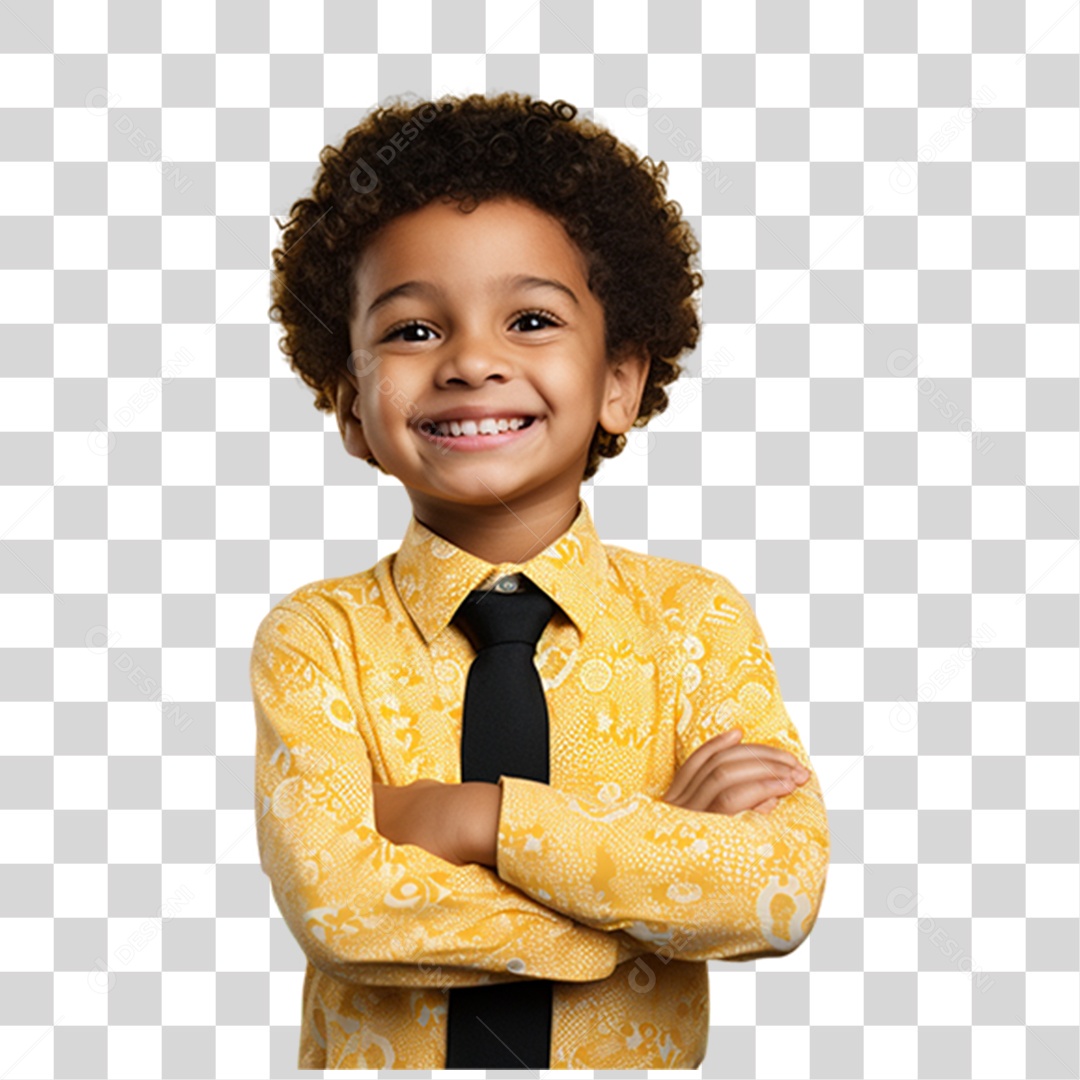 Criança com os Braços Cruzados Sorrindo PNG Transparente