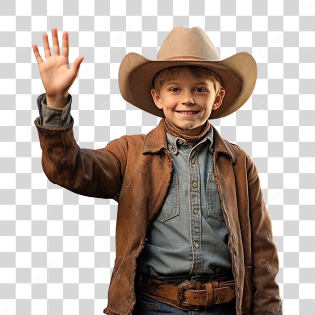 Criança Vestida de Cowboy PNG Transparente