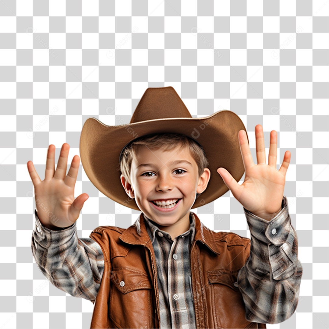 Criança Vestida de Cowboy PNG Transparente